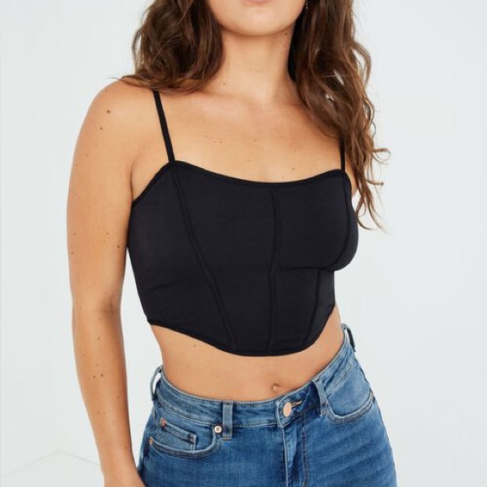 garage black seamless tank top corset top
